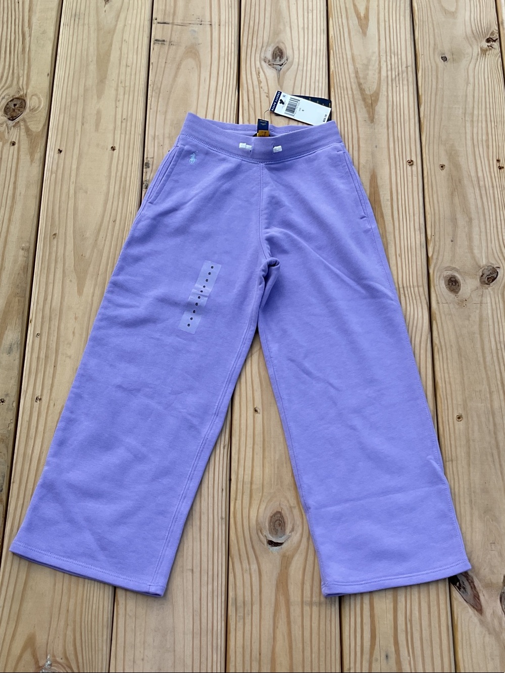 NWT Polo By Ralph Lauren Girls Wide Leg French Terry Sweatpants Lt Purple Size 6